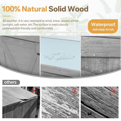 Wood Outdoor Storage Cabinet Potting Bench with Metal Top - color: Gray-B