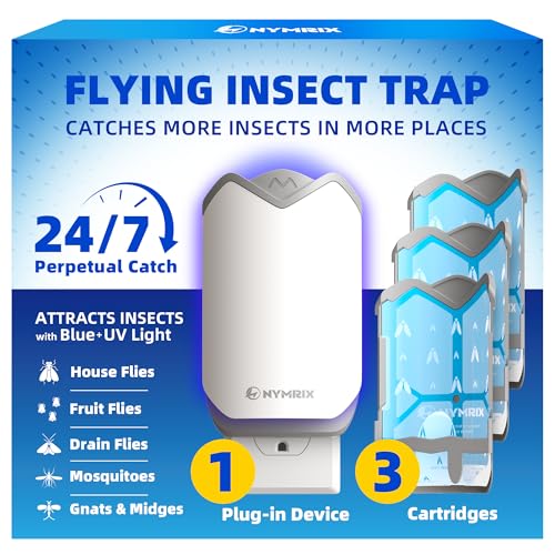 Nymrix Flying Insect Trap, Plug-in Indoor Fly Trap for Fruit Flies & Gnats