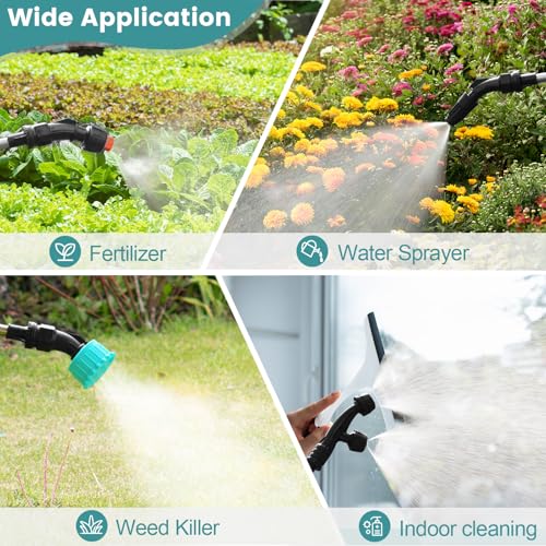 Battery Powered Sprayer 2 Gallon, 2026 Upgrade Electric Sprayer with 3 Adjustable Speed, Battery Indicator, 4 Mist Nozzles, Rechargeable Retractable Wand with Adjustable Shoulder Strap for Lawn Garden - color: Blue