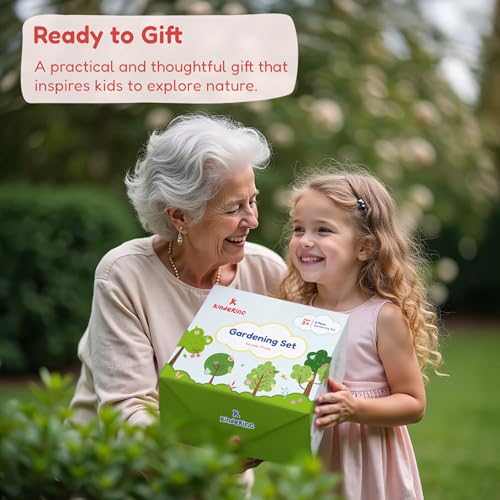Kinderific Gardening Set, Tool Kit, for Kids, STEM, Includes Tote Bag, Spade, Watering Can, Rake, Fork, Trowel and Gloves, Fruity - color: Fruity