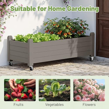 Fancyango Raised Garden Bed with Wheels 13.3" Hx2 -Gray - color: Gray, size: 13.3"Hx2