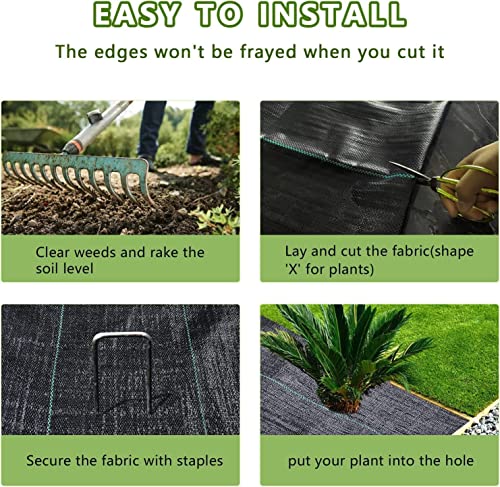 4ftx50ft Weed Barrier Landscape Fabric Heavy Duty，Weed Block Gardening Ground Cover Mat, Weed Control Garden Cloth ，Woven Geotextile Fabric for Underlayment，Commercial Driveway Fabric - size: 3.2oz-4ftx50ft