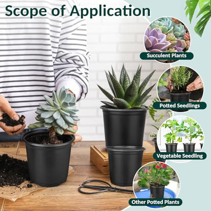 110 Pcs Small Plastic Palnt Pot, 4 5 6 Inch Nursery Pots with Drainage, Seedlings Starter Pots for Plants, Great for Herbs, Cuttings, and Starter Plants (110 pcs, 4 inch) - size: 4 inch