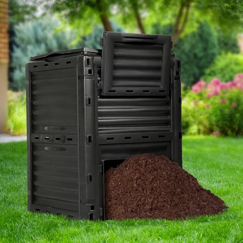 80 Gallon Large Compost Bin Outdoor - 300L High Capacity Composter with Top Flip Latch Lid - BPA-Free Heavy Duty Garden Waste Bin for Kitchen Scraps & Yard Waste - Easy Assembly, Black - size: 80 Gallon