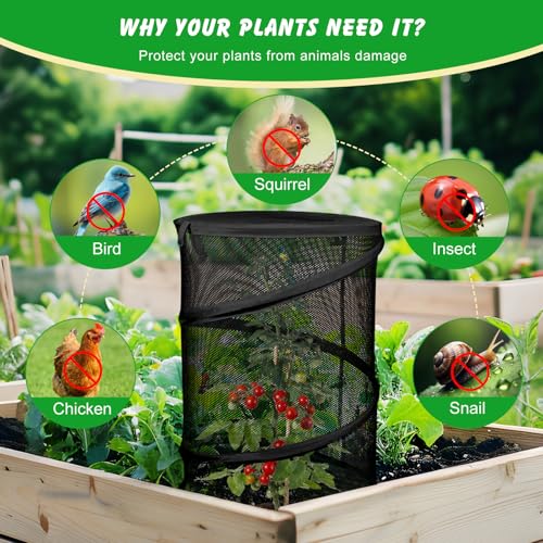 4 Pcs Pop Up Mesh Plant Cover Net 19”x 14” Foldable Tent Protectors - color: Black