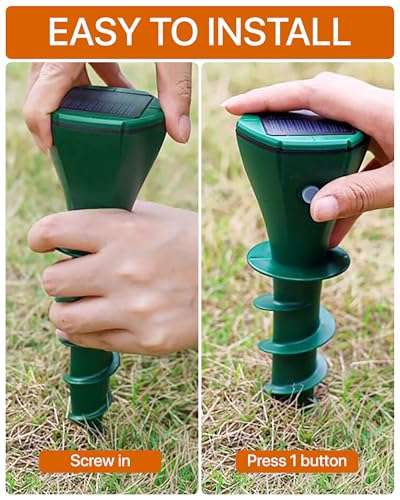 Solar Pest Repeller Stakes (4 Pack) – Outdoor Garden and Lawn Ground Stakes Rodent Deterrent for Moles, Gophers, Snakes and Burrowing Pests