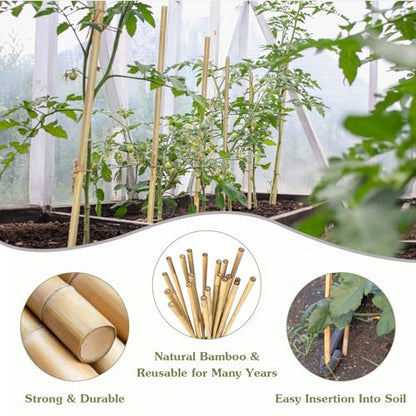 Plant Stakes 16inch, HAINANSTRY 20Pcs Natural Bamboo Sticks Garden Stakes - size: 16Inch 20Pack