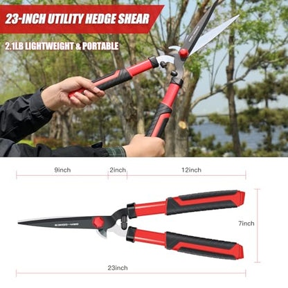 Garden Hedge Shear with Bypass Shear,Garden Hedge Trimmer with Shock Absorbing Cushion,Hedge Clipper for Trimming Border,Bush