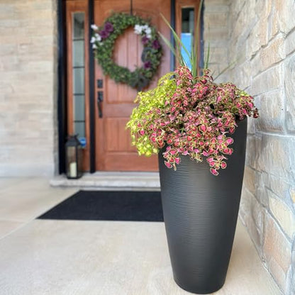 Mayne Modesto 32in Tall Round Modern Planter, Black - color: Black, size: 32 Inch