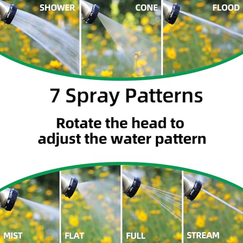 Metal Garden Hose Nozzle with 8 Spray Patterns & Thumb Control - color: Red Black