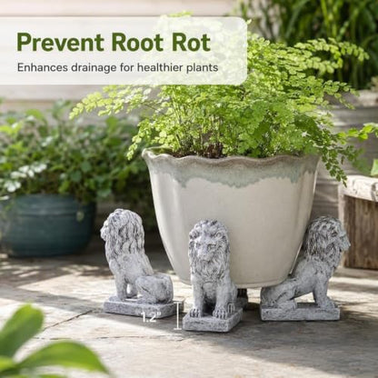 3 Pack Lion Pot Feet Planter Risers 1.6 Inch Resin Flower Pot Stands