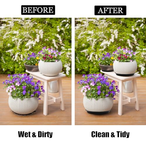 6 Pack 12 Inch Black Plant Saucers Plastic Drip Trays for Pots - color: Black, size: 12 Inch