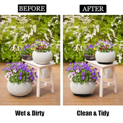 6 Pack 10 Inch Black Plant Saucers Plastic Drip Trays for Pots - color: Black, size: 10 Inch