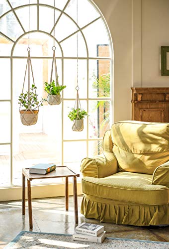 Dahey Macrame Plant Hanger Indoor Hanging Plant Holder Basket for Flower - color: Beige