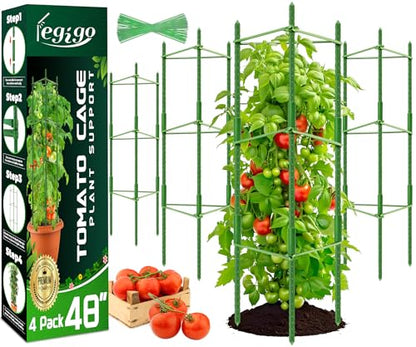 Legigo 4 Pack Tomato Cage for Garden, Up to 48Inch Sturdy Tomato Trellis - color: Green 4 Pack, size: 48 Inches
