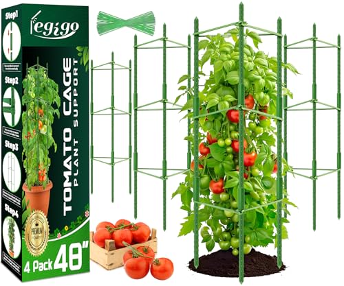Legigo 4 Pack Tomato Cage for Garden, Up to 48Inch Sturdy Tomato Trellis - color: Green 4 Pack, size: 48 Inches
