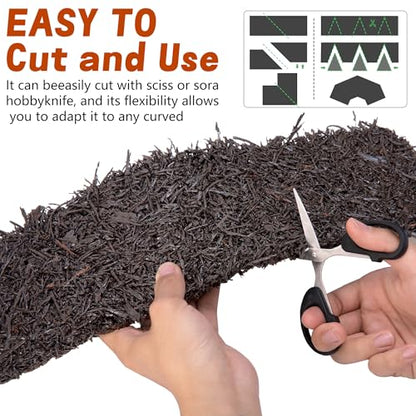 140" x 5.5" Recycled Rubber Mulch Mat Roll for Landscaping, Mulch Barrier
