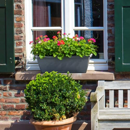 OYEAL Deck Railing Planter Boxes 4 Pack Hanging Window Flower Boxes Outdoor - color: Grey & Black