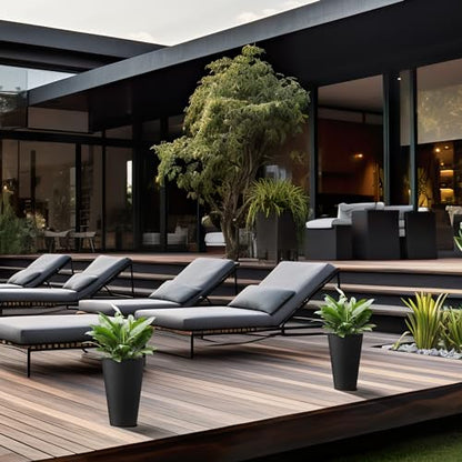 Kante Set of 2 Black Plastic Round Planters 13" Tall Home & Outdoor - color: Black, size: 13" H