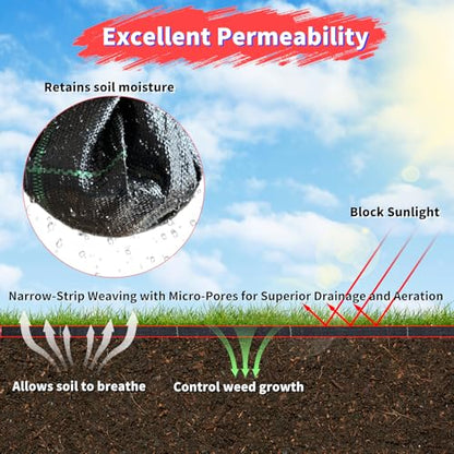 4ft x 100ft Landscape Fabric -Heavy Duty Weed Barrier Fabric for Landscaping, Weed Blocker Cloth,Geotextile Fabric for Garden, Driveway & Ground Cover, Garden Weed Mats,Grid Design - size: 4ft x 100ft