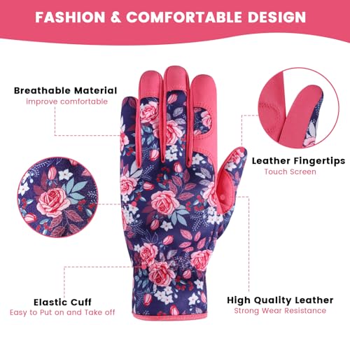 Gardening Gloves,Garden Gloves for Women Firm Grip Breathable Thorn Proof - color: Red