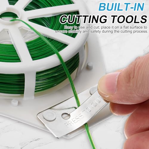 HARFINGTON 2pcs Twist Tie with Cutter 98.4FT (30m) Garden Plant Ties Wire - color: Green, size: 98.4FT
