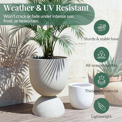 KOL 23 Inch Tall Planters, Beige Plastic Urn Planters, 1 Pack - color: Beige, size: Single: 23"