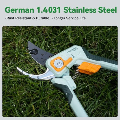 PrunePro® Pruning Shears Scissors Set Effortless Cut 1" Branches Clippers - color: Green