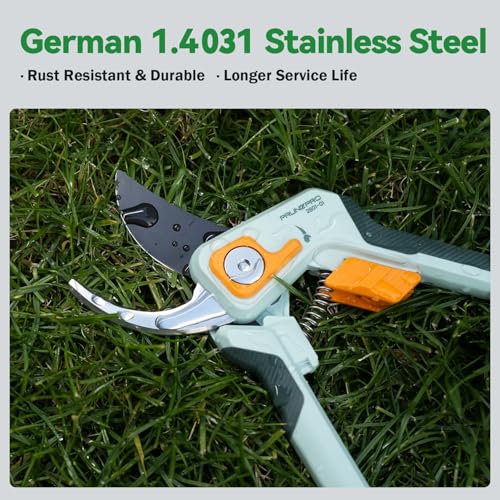 PrunePro® Pruning Shears Scissors Set Effortless Cut 1" Branches Clippers - color: Green