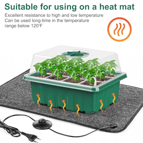 12 Pack Seed Starter Trays, 144Cell Stater Kit with Humidity Dome Green