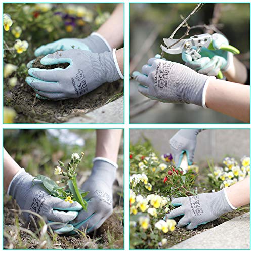 HAUSHOF 6 Pairs Garden Working Gloves for Women, Nitrile Coated, L - size: Large (Pack of 12)