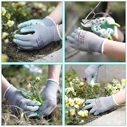 HAUSHOF 6 Pairs Garden Working Gloves for Women, Nitrile Coated, L - size: Large (Pack of 12)