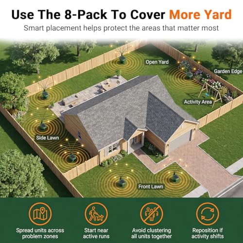 4 Pack Mole Repellent Solar Powered with Swaying Lights, Vibrating Solar Mole Repellent Stakes for Voles, Groundhogs, Snakes & Gophers, IP65 Waterproof Mole Deterrent for Yard, Farm, Lawn & Garden