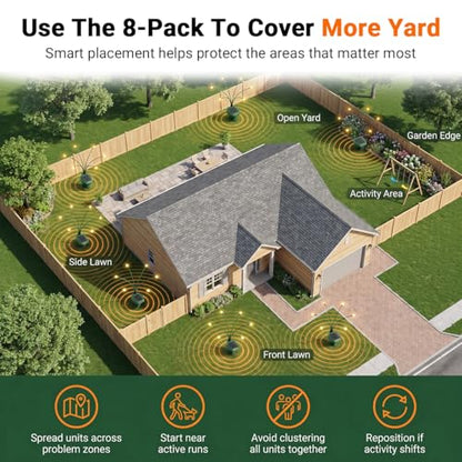 4 Pack Mole Repellent Solar Powered with Swaying Lights, Vibrating Solar Mole Repellent Stakes for Voles, Groundhogs, Snakes & Gophers, IP65 Waterproof Mole Deterrent for Yard, Farm, Lawn & Garden