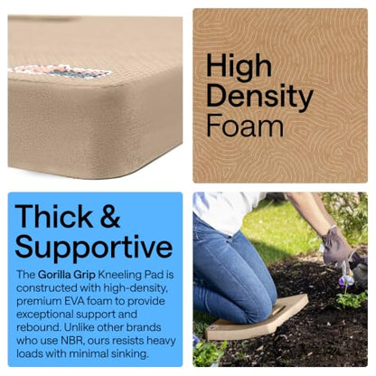 GORILLA GRIP® Extra Thick Foam Kneeling Pad for Gardening, 17.5x11 Beige - color: Beige