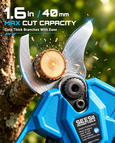 SEESII 2-in-1 Pole Pruning Shears 1.6'' Cut, 20V Cordless, 4.9-9 ft Reach - color: Electric Blue
