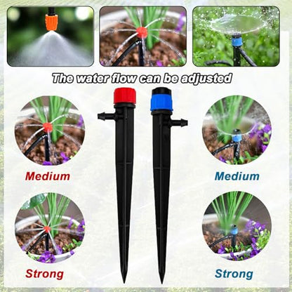 240FT Drip Irrigation System,Irrigation System for Garden with 1/2 inch Hose 1/4 inch Distribution Tubing and Accessories,Drip Irrigation Parts Garden Watering System - size: 135PCS