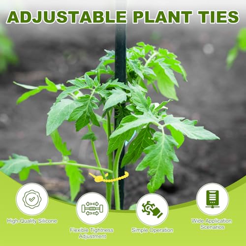 M METERXITY 24-Pack Adjustable Plant Ties, 4.7/5.9/6.7/8.2 Inch Silicone Flexible Multi-Function Garden Twist Tie for Crafts/Gift Wrapping/Gardening Plants, Reusable Support Twine [Yellow] - color: Yellow