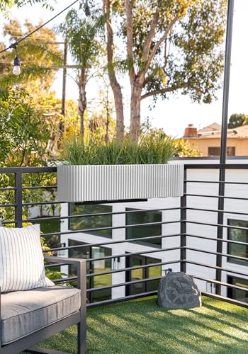 Veradek Demi Series Railing Planter - Round Window Box with Bracket - color: White, size: 36 inch - 2 Pack