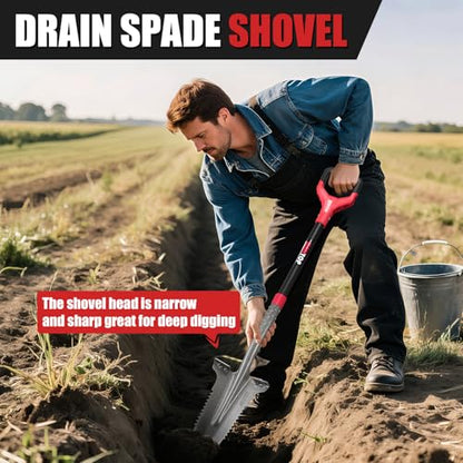 Drain Spade Root Saw Spades Digging Garden Shovel, 45.3 Inches