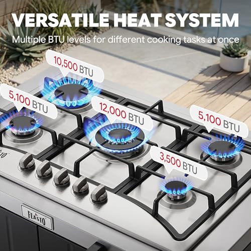 Feasto Modular Outdoor Kitchen Island with 5-Burner Gas Stove and Storage - size: Outdoor Gas Stove