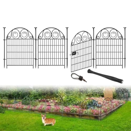 Getlay Tall Garden Fence with Gate, 36 Inch(H) 4 Panels Dog Fence Outdoor for Yard, Total Length 8.8 Ft Metal Temporary Dog Fencing│Patented - size: 36''(H)-4panels-8.8ft(L)