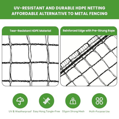 Deer Fence for Garden 4ftx50ft, Plastic Mesh Garden Fencing with Pre-Strung Reinforced Edge, Durable Temporary Fencing, Animal Barrier Fence, Ideal Safe Netting for Poultry, Fruit & Plant Protection - size: 4ft X 50ft