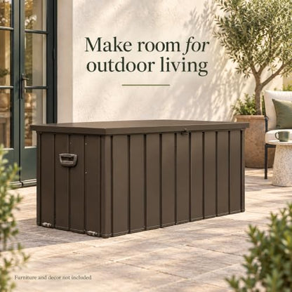 Waterproof Outdoor Storage Box, 100 Gallon Lockable Baúl - color: Dark Brown-B