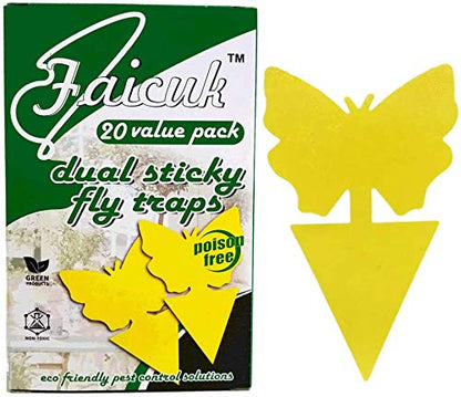 Faicuk Dual-Sided Yellow Sticky Fly Traps for Plant, 20 Pack