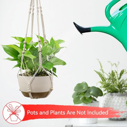 USLAI Macrame Plant Hanger, for Up to 15 Inch Pots, 72+35 Inch, Ivory - color: 72+35 Inch - Ivory