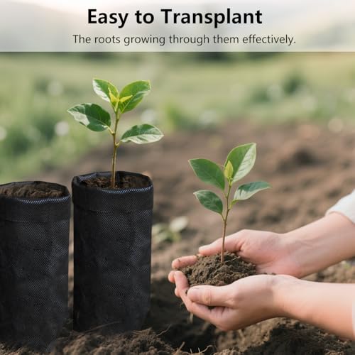 Belit 100 Pcs 10.2" H Deep Nursery Grow Bags, Non-Woven Plants Pots Container for Starting Rooted Plants Vegetable, Flower, Seedling Tree, Black - color: Black, size: 100 Pcs 7.5"x10.2"