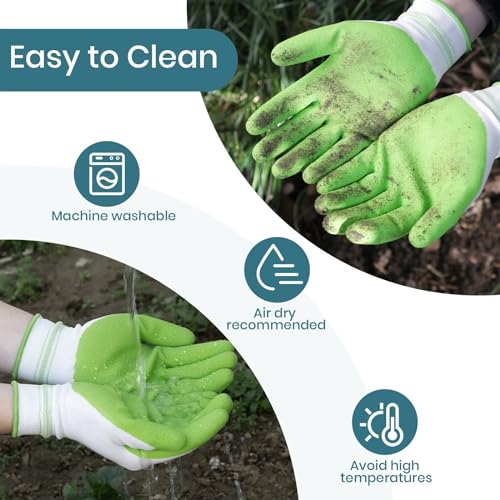 Velway 2 Pairs Gardening Gloves - Breathable Rubber Coated Women's Garden Work Gloves - Purple & Green Medium - color: Green+purple, size: Medium-2Pack