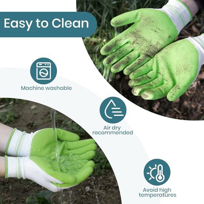 Velway 2 Pairs Gardening Gloves - Breathable Rubber Coated Women's Garden Work Gloves - Purple & Green Medium - color: Green+purple, size: Medium-2Pack