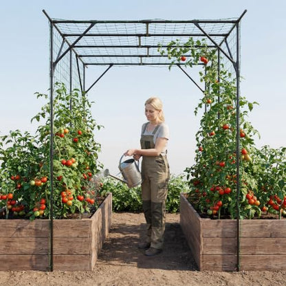 Garvee Metal Garden Arch Trellis for Climbing Plants Outdoor - color: Black-79"L*59"W*78"H